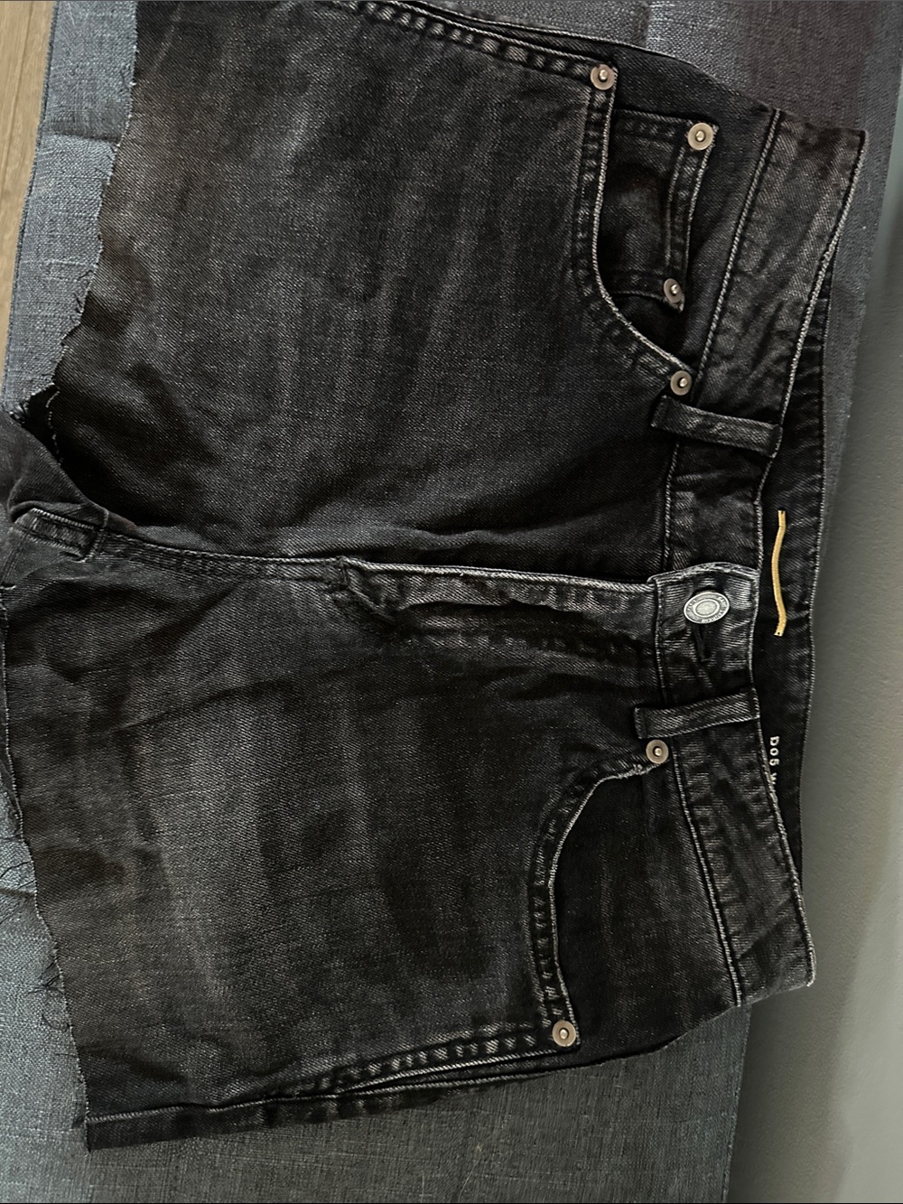 Saint Laurent Black Denim Shorts with Gold Accent